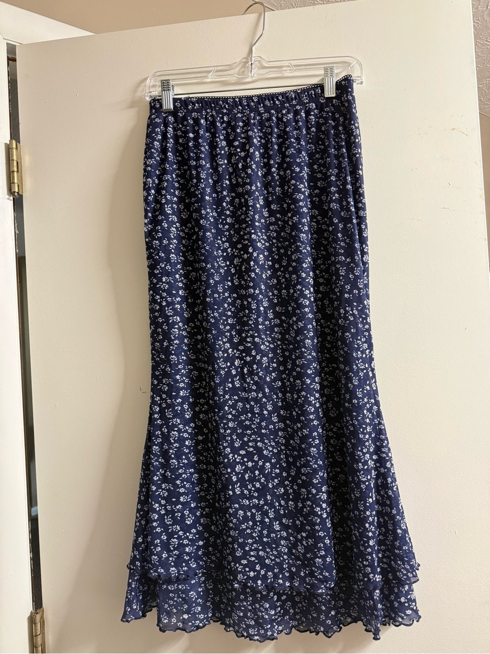 Navy Floral Tiered Maxi Skirt - Women's